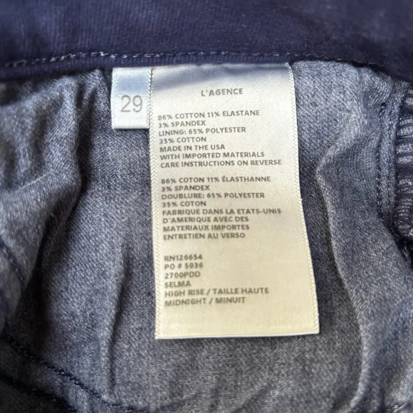 L'Agence Selma High-Rise Bootcut Jean Pant Super Stretch Size 29 color-Midnight - Picture 4 of 4